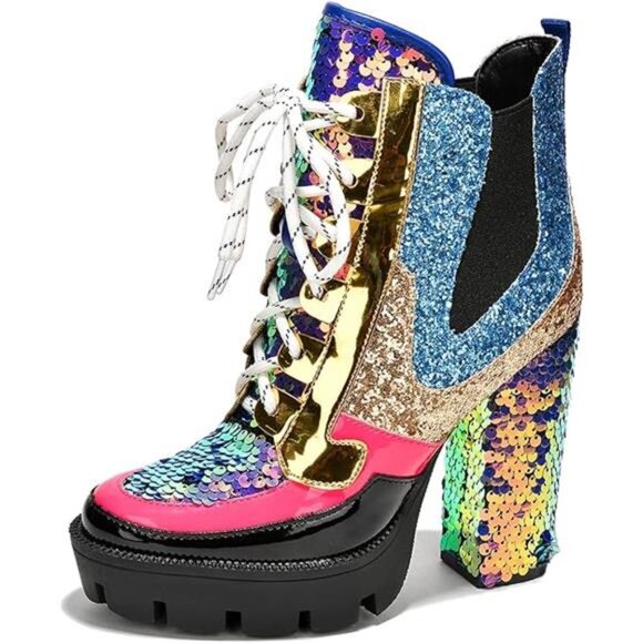 Women's Rhinestone Cowboy Booties Ankle Boots with Pointed Toe - Picture 7 of 7